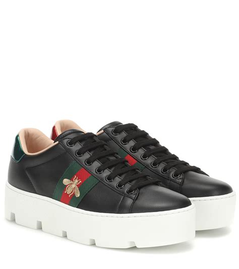 ace sneaker with gucci stripe black|gucci new ace platform sneakers.